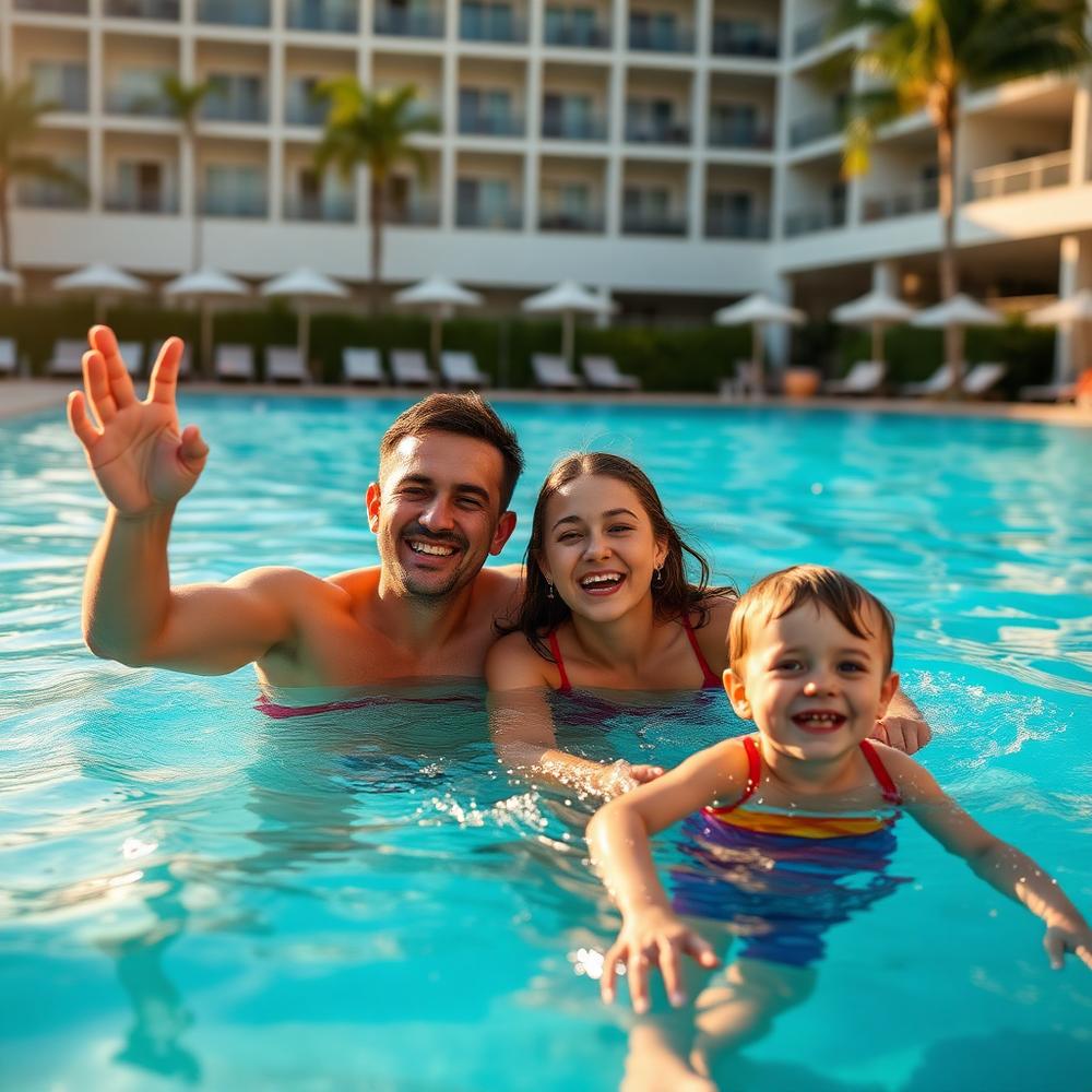 Family enjoying the resort pool